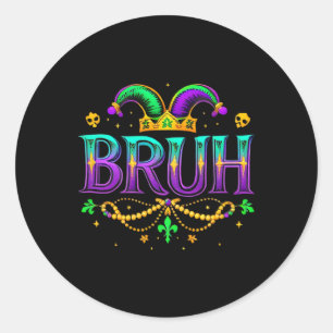 Pegatina Redonda Gracioso Bruh Mardi Gras Aparecen Niños Mardi Gr