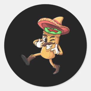 Pegatina Redonda Gracioso Burrito Mexicano Cinco De Mayo Disfraz Fi
