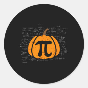 Pegatina Redonda Gracioso calabaza Pie Math Math Teacher Halloween