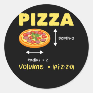 Pegatina Redonda Gracioso Cálculo del Volumen de Matemáticas Pizza