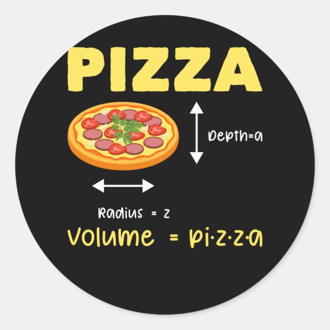Pegatina Redonda Gracioso Cálculo del Volumen de Matemáticas Pizza  (Anverso)
