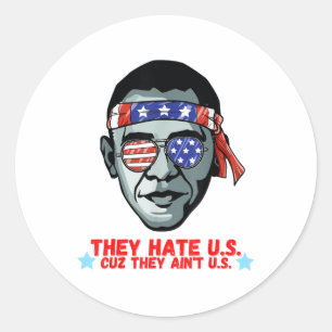 Pegatina Redonda Gracioso Camisa De Obama El 4 De Julio Para Hombre
