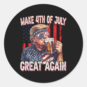 Pegatina Redonda Gracioso Camisas Patrióticas Vintage De Trump El 4