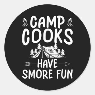 Pegatina Redonda Gracioso Campamento De Verano Cocinero - Diviértet