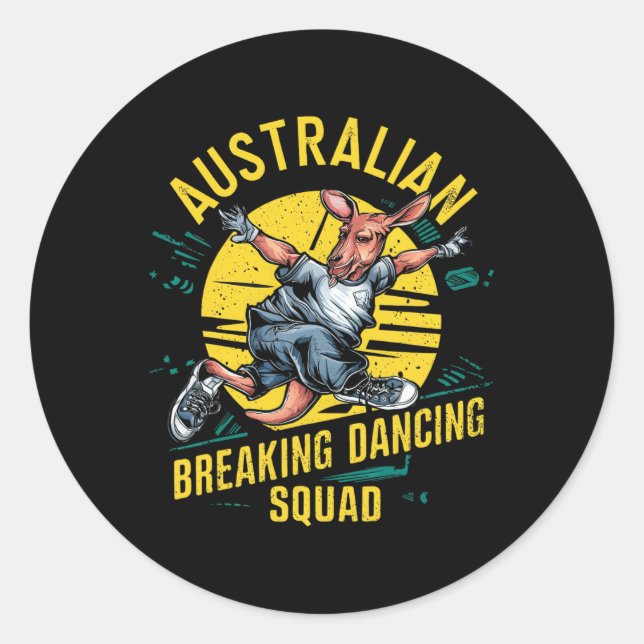 Pegatina Redonda Gracioso canguro australiano de baile discontinuo (Anverso)