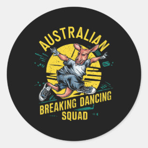 Pegatina Redonda Gracioso canguro australiano de baile discontinuo