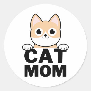Pegatina Redonda Gracioso Cat Mom