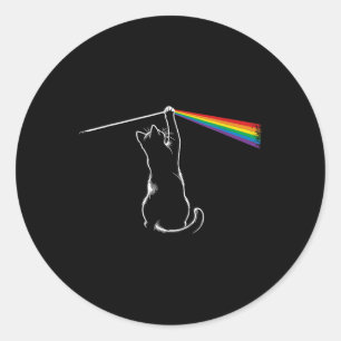 Pegatina Redonda Gracioso Cat Rock Regalo Música Mujeres Niños Auti