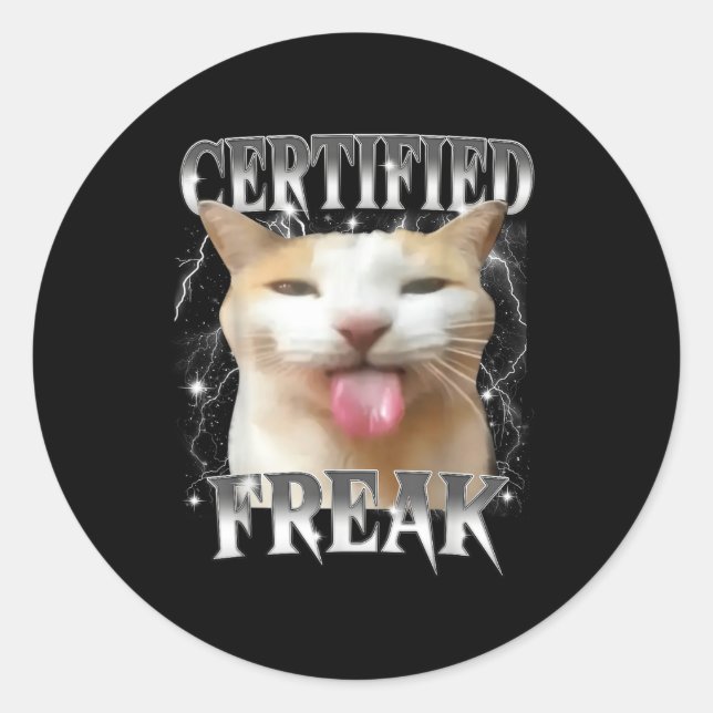 Pegatina Redonda Gracioso Cemento Freak Certificado de Comer Cement (Anverso)