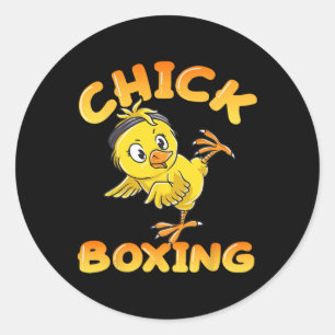 Pegatina Redonda Gracioso Chica de combate Kickboxing Cute Kick Box