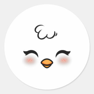 Pegatina Redonda Gracioso Chick de Pascua disfrazado Halloween Niño