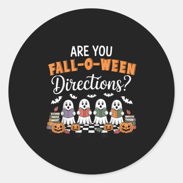 Pegatina Redonda Gracioso Chiste de profesores de Halloween cae O c (Anverso)