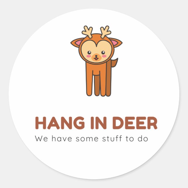 Pegatina Redonda Gracioso ciervo blanco (Anverso)