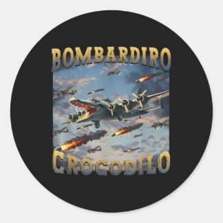 Pegatina Redonda Gracioso Cocodrilo Meme Bombardiro Crocodilo Funny