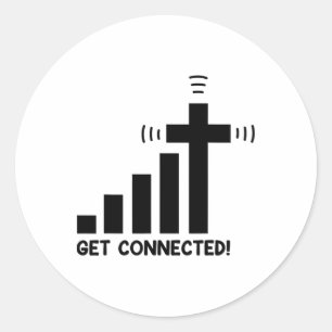 Pegatina Redonda Gracioso Conéctate Jesucristo Fe Cristiana I