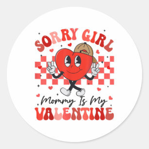 Pegatina Redonda Gracioso Corazón Groovy Lo Siento Chica Mamá Es Mi