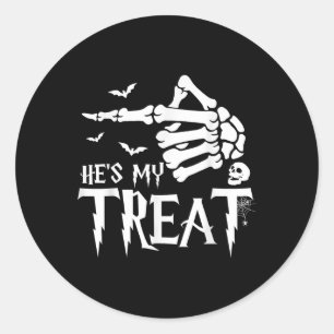Pegatina Redonda Gracioso Costume de Halloween Pareja Skeleton Mate