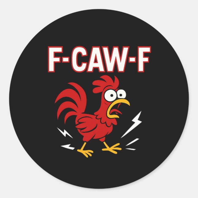 Pegatina Redonda Gracioso Crazy Rooster Meme F-CAW-F (Anverso)