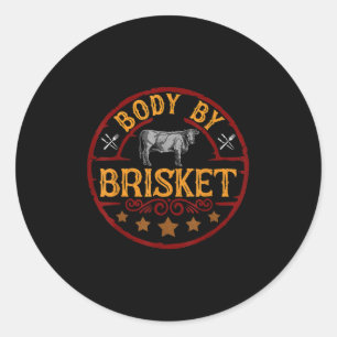 Pegatina Redonda Gracioso Cuerpo De Brisket Barbeque Bbq Grilling M
