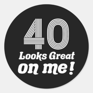 Pegatina Redonda Gracioso cumpleaños 40 para ella