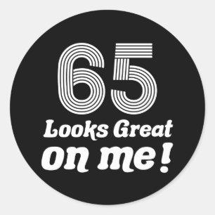Pegatina Redonda Gracioso cumpleaños 65 para ella