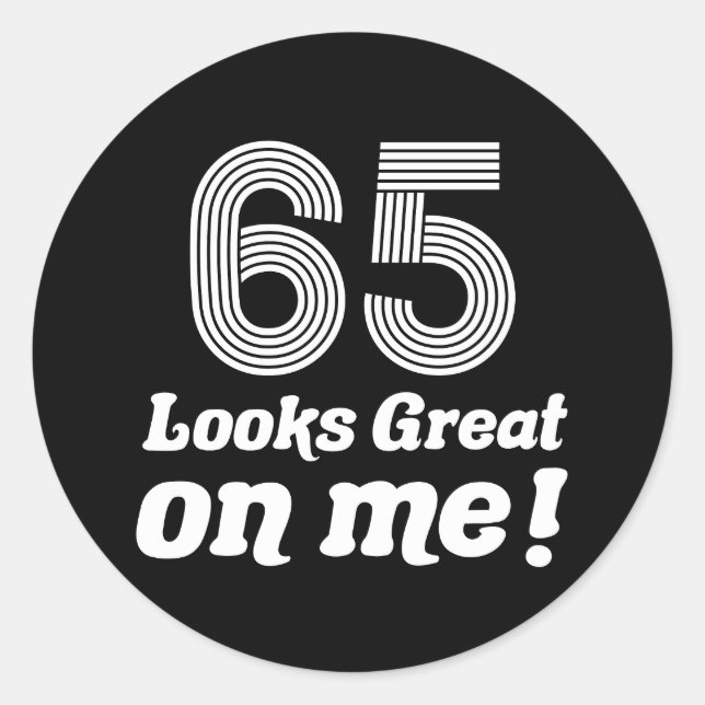 Pegatina Redonda Gracioso cumpleaños 65 para ella (Anverso)