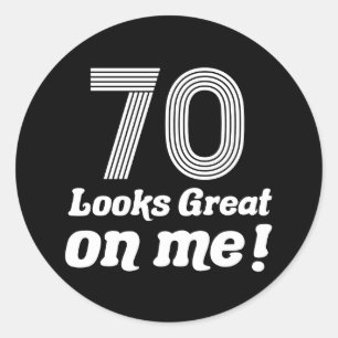 Pegatina Redonda Gracioso cumpleaños 70 para ella
