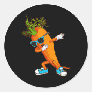 Pegatina Redonda Gracioso Dabbing Carrot Gift Cute Vegetable Lover 
