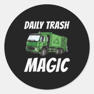 Pegatina Redonda Gracioso Daily Trash Magic Quote Costume Trucos de