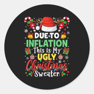 Pegatina Redonda Gracioso Debido A La Inflación Los Navidades Feo S