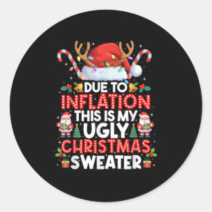 Pegatina Redonda Gracioso Debido A La Inflación Los Navidades Feo S