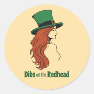 Pegatina Redonda Gracioso Día de San Patricio - Bromeas en Redhead