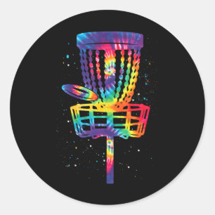 Pegatina Redonda Gracioso Disk Golf Tie Dye Disk Golf para