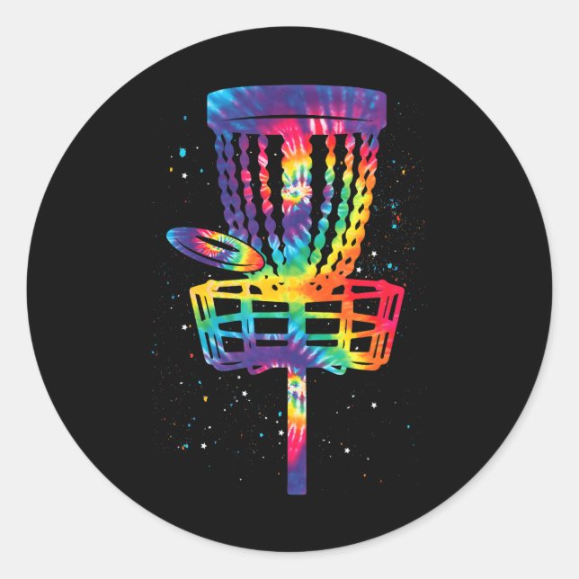Pegatina Redonda Gracioso Disk Golf Tie Dye Disk Golf para (Anverso)