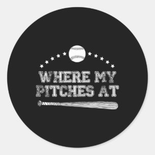 Pegatina Redonda Gracioso Donde Mis Pisos En El Regalo De Softball 