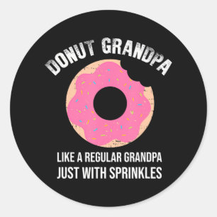 Pegatina Redonda Gracioso Donut Abuelo Papa Abuelo Doughnut