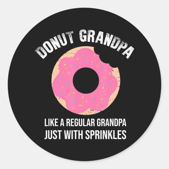 Pegatina Redonda Gracioso Donut Abuelo Papa Abuelo Doughnut (Anverso)