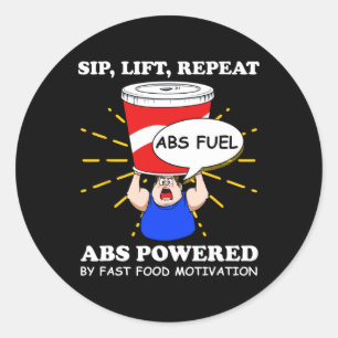 Pegatina Redonda Gracioso Ejercicio Abs Gimnasio De Alimentos Rápid