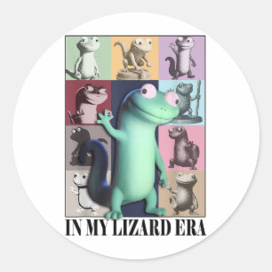 Pegatina Redonda Gracioso En Mi Era Lizard Meme Animal Mujeres Homb