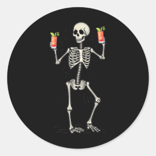 Pegatina Redonda Gracioso esqueleto de Halloween Beber sangre Mary 