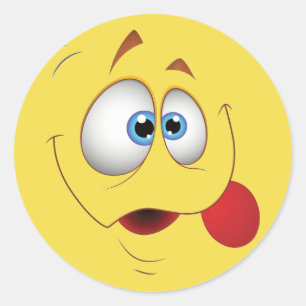 Pegatina Redonda Gracioso Face Happy Blue Eyes