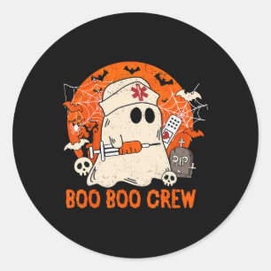 Pegatina Redonda Gracioso fantasma Boo Boo Crew Enfermería de enfer