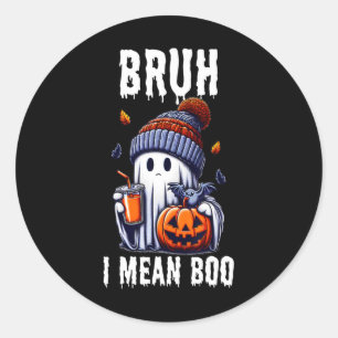 Pegatina Redonda Gracioso Fantasma De Halloween. Me refiero A Boo J