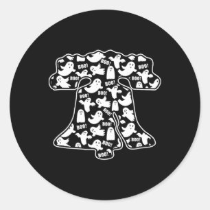 Pegatina Redonda Gracioso Fantasma Filadelfia Halloween Boo Bell Ph