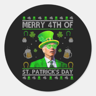 Pegatina Redonda Gracioso Feliz 4 De San Patricio Día Escuchado Por