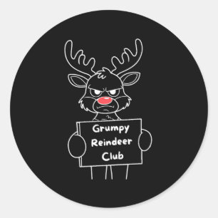 Pegatina Redonda Gracioso Feliz Navidad Mpy Reindeer Club Festejo