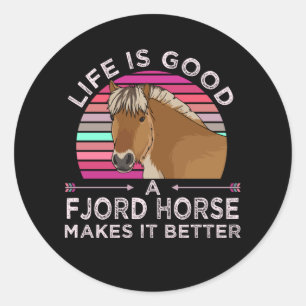 Pegatina Redonda Gracioso Fjord Horse Gift