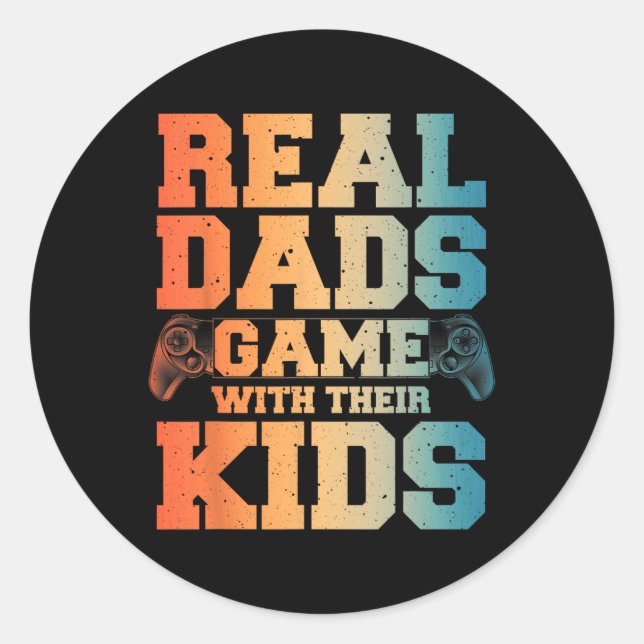 Pegatina Redonda Gracioso Gamer Dad Art Para Jugar A Papi Papi (Anverso)