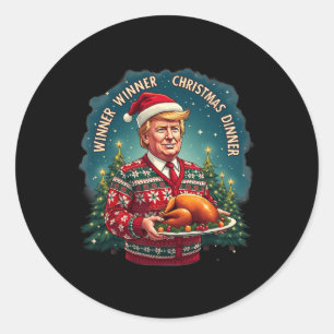 Pegatina Redonda Gracioso ganador de Humor para Navidades Trump Chr