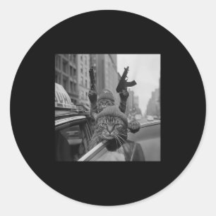 Pegatina Redonda Gracioso Gangster Cat Thug Meme Street Lover Gats
